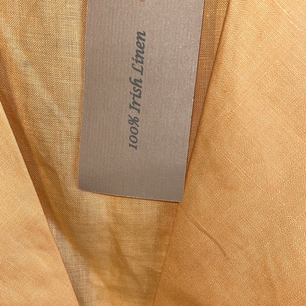Edward 100% Irish linen sleeveless top. Orange crossbody tie. large. Fall. - Picture 5 of 11